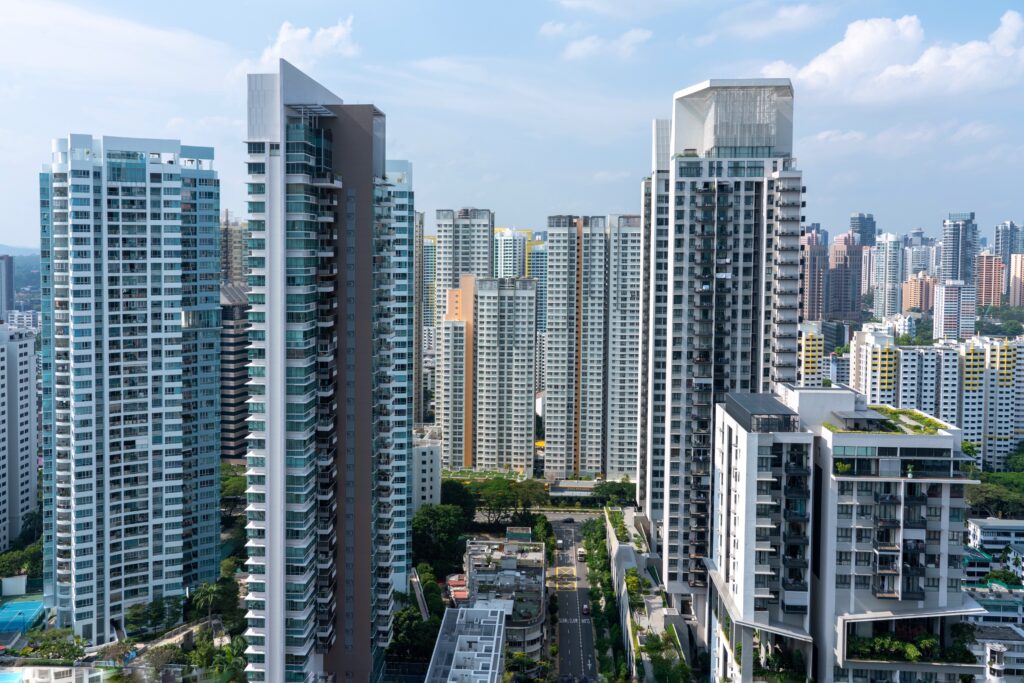 High-rise residential buildings and condominiums in Singapore, representing the upcoming private home launches in 2025.