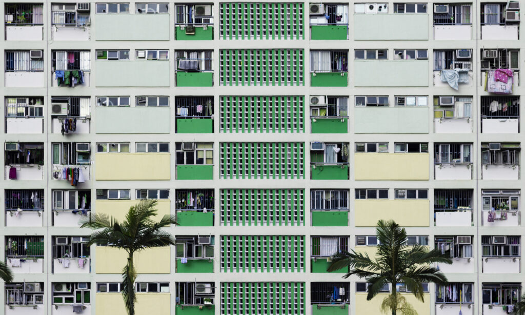 Colorful facade of an HDB residential block in Singapore, symbolizing urban housing and public flat lifestyle.